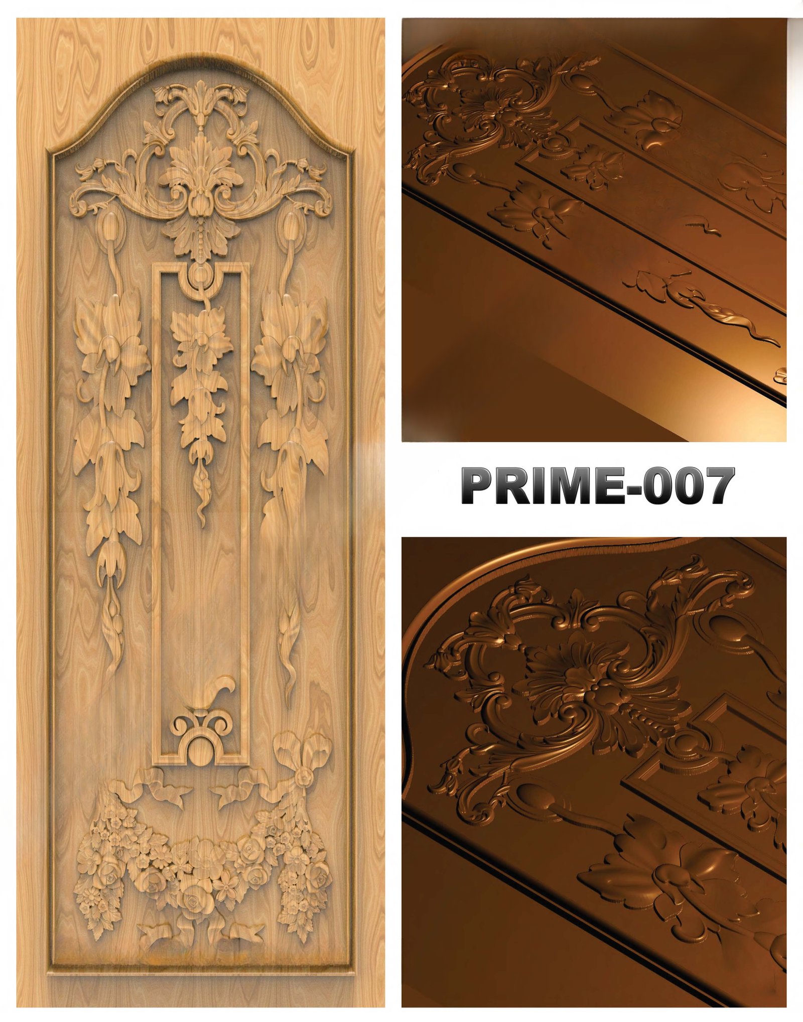 prime designs - PRIME-07 Classic Floral Ornament Carved Door 3D Model